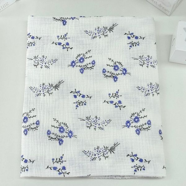 Дитяча муслінова пелюшка 100х135см (блакитні квіточки) PN-MM-FW1 фото