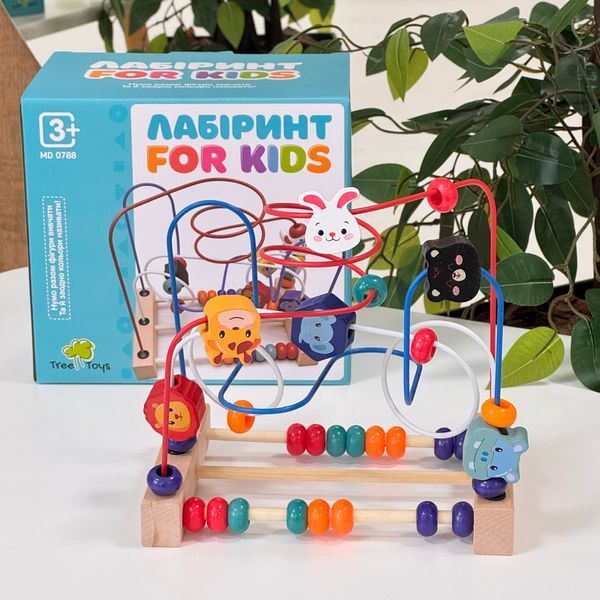 Пальчиковый лабиринт FOR KIDS, с животными и бусинами MD 0788 фото