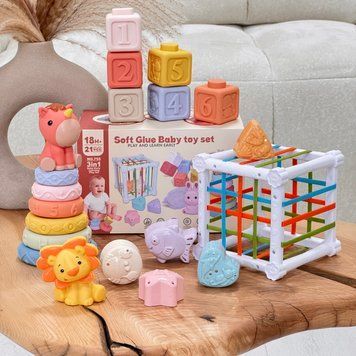 Розвиваючий набір іграшок "Soft rubber baby set" (єдиноріжка) 757 фото