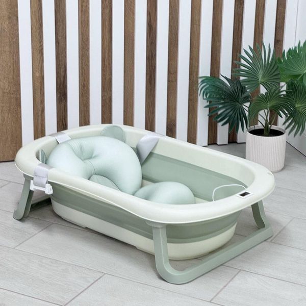 Силиконовая складная ванночка с термометром и матрасиком El Camino Pale Green ME 1151-PG фото