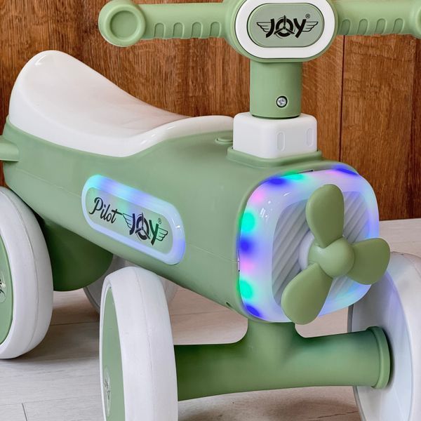 Дитячий чотириколісний біговел "JOY Pilot" (сірий) підсвітка, музика YL-10117/02 фото