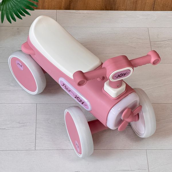 Детский четырехколесный беговел "JOY Pilot" (розовый) подсветка, музыка YL-19226/08 фото