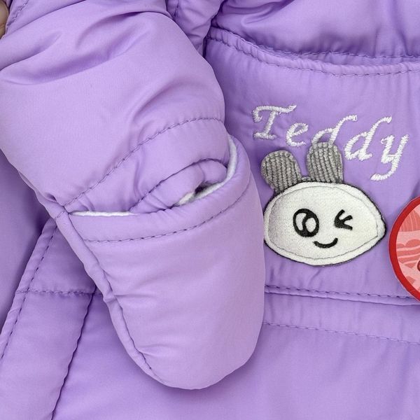 Теплый комбинезон с ушками "Панда" (фиолетовый) с рождения до 6 месяцев JS-W-PND1 фото