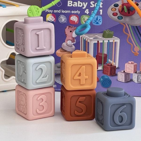 Розвиваючий силіконовий набір іграшок "Soft rubber baby set" 19шт (єдиноріжка) 1289 UN фото