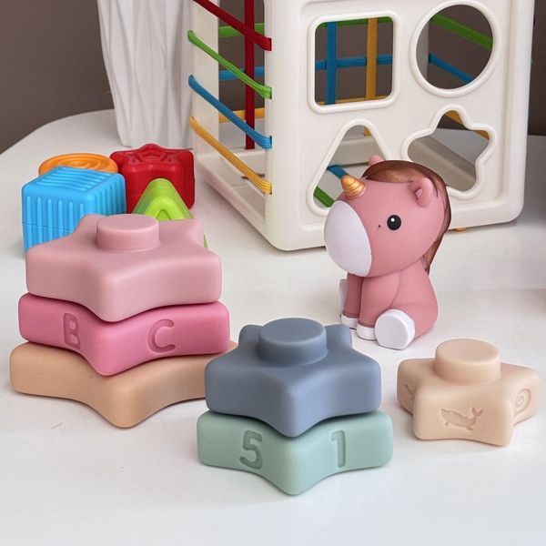 Розвиваючий силіконовий набір іграшок "Soft rubber baby set" 19шт (єдиноріжка) 1289 UN фото