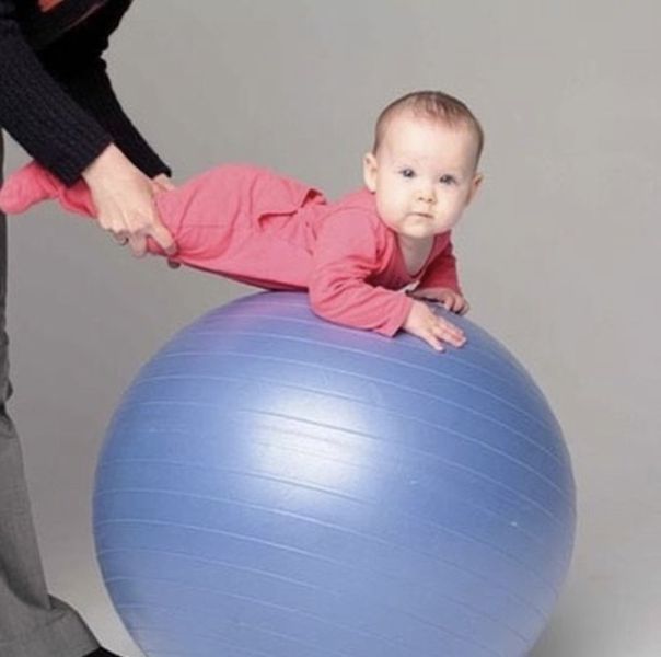 Фітбол для занять з малюком "Profi ball", фітнес м'яч (блакитний) 65см M 0276 BL фото