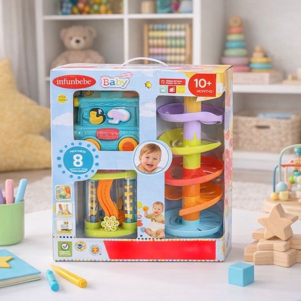 Розвиваючий набір Infunbebe 3в1 кульковий лабіринт, сортер, мульти бокс PL1016 фото