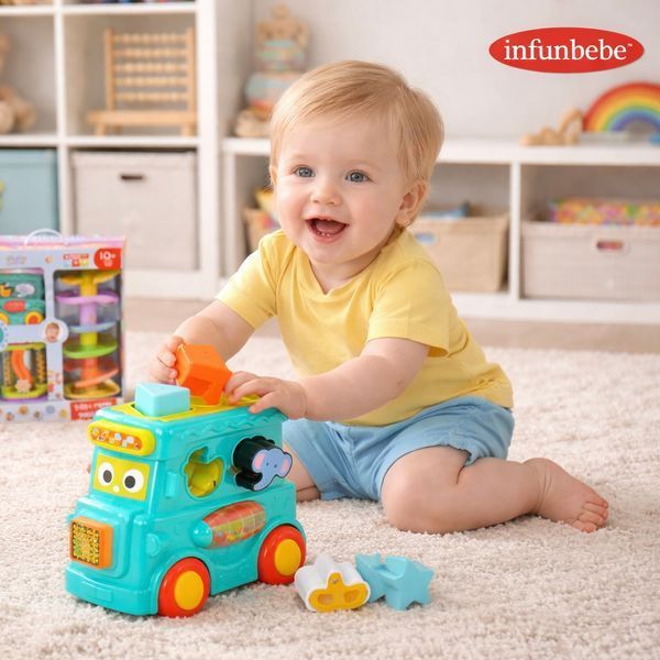 Розвиваючий набір Infunbebe 3в1 кульковий лабіринт, сортер, мульти бокс PL1016 фото